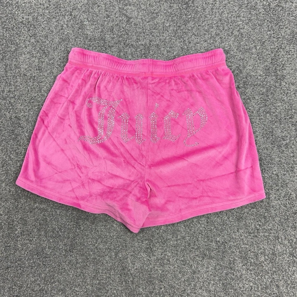 Juicy Couture Sleep Shorts Womens Small Pink Velour Rhinestone Juicy Back Logo
